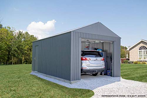 Sojag Everest Galvalume Steel 12' x 20' avec murs extra hauts pour garage, bâtiment de stockage, charbon de bois 12' x 20'