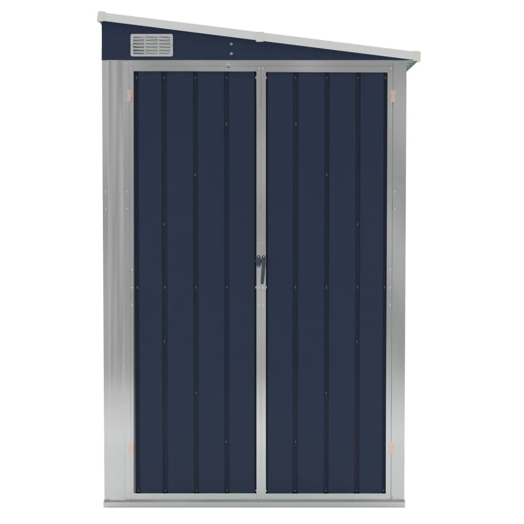 vidaXL Storage Shed, Wall-Mounted Garden Shed with Lockable Double Doors, Outdoor Storage Shed for Backyard Patio Lawn, Anthracite Steel 46.5" x 113.4" x 70.1"