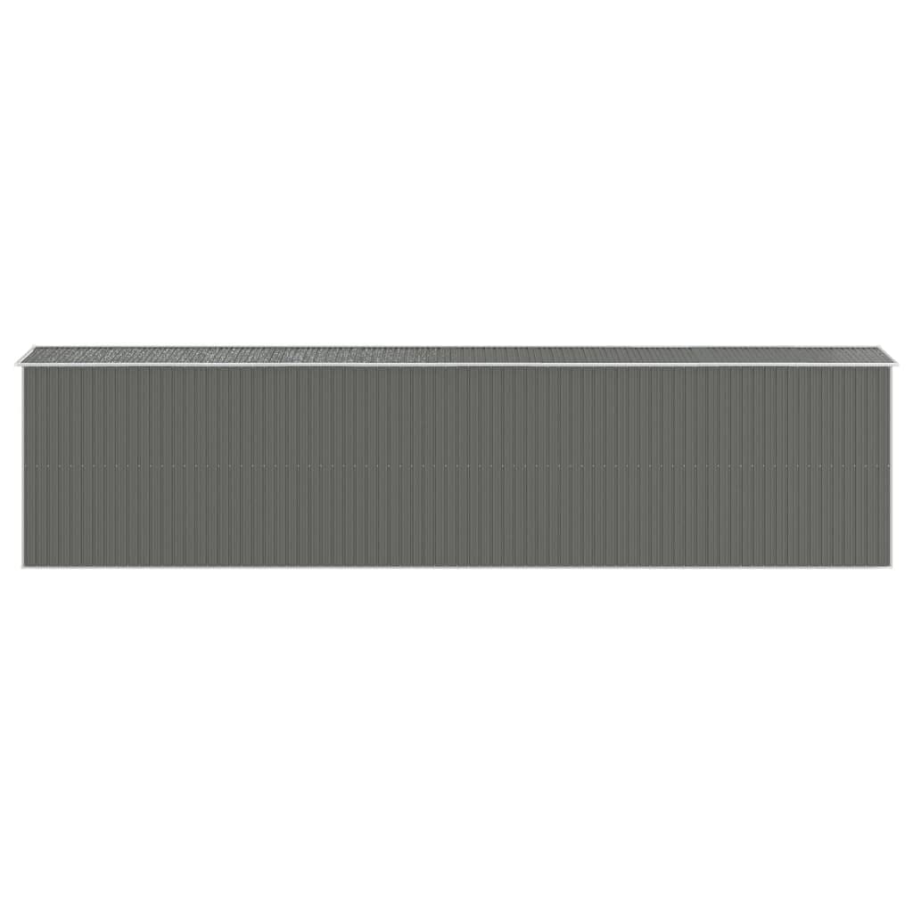 Gecheer Abri de jardin en acier galvanisé, abri de rangement pour outils de jardin avec évent, abri de rangement extérieur, maison de rangement avec porte pour jardin, patio, pelouse – Gris clair 75,6" x 336,6" x 87,8" 75,6 x 336,6 x 87,8
