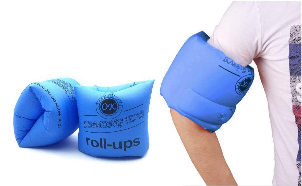 Topsung Floaties Inflatable Swim Arm Bands Rings Floats Tube Armlets for Kids and Adult _3 x Blue
