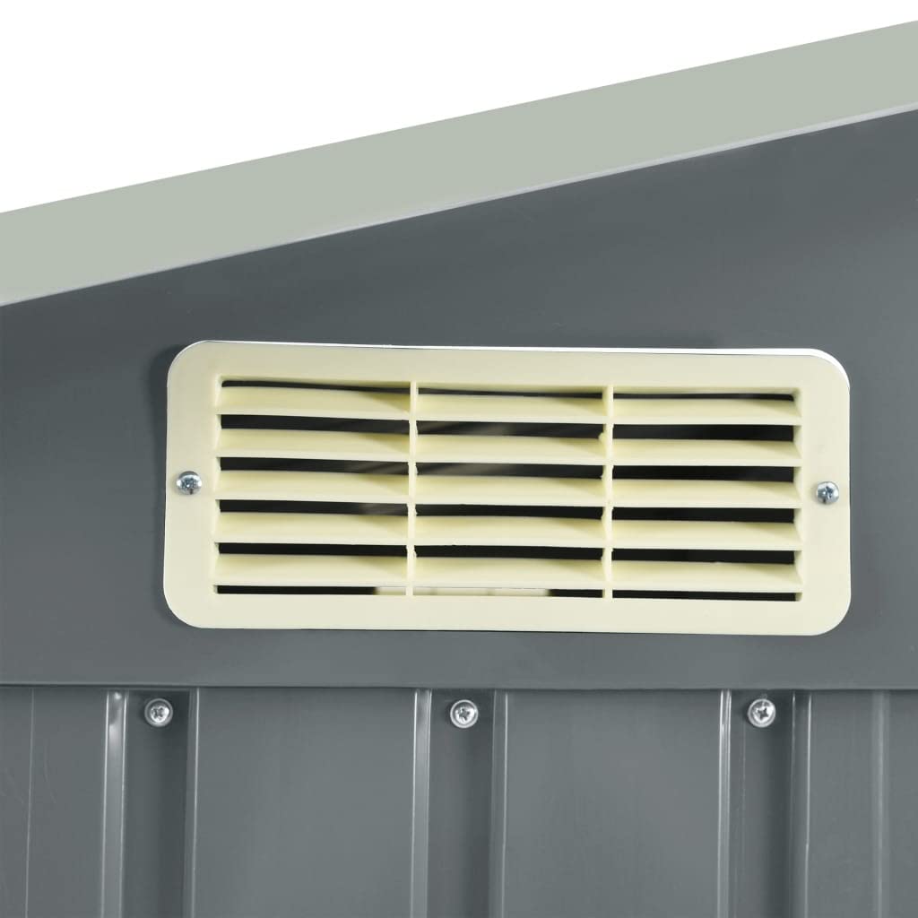 GOLINPEILO Metal Outdoor Garden Storage Shed with Rack, 80.7" x 51.2" x 72" Steel Utility Tool Shed Storage House, Steel Yard Shed, Utility and Tool Storage for Garden, Patio, Outdoor Use, Grey 80.7" x 51.2" x 72" Gray