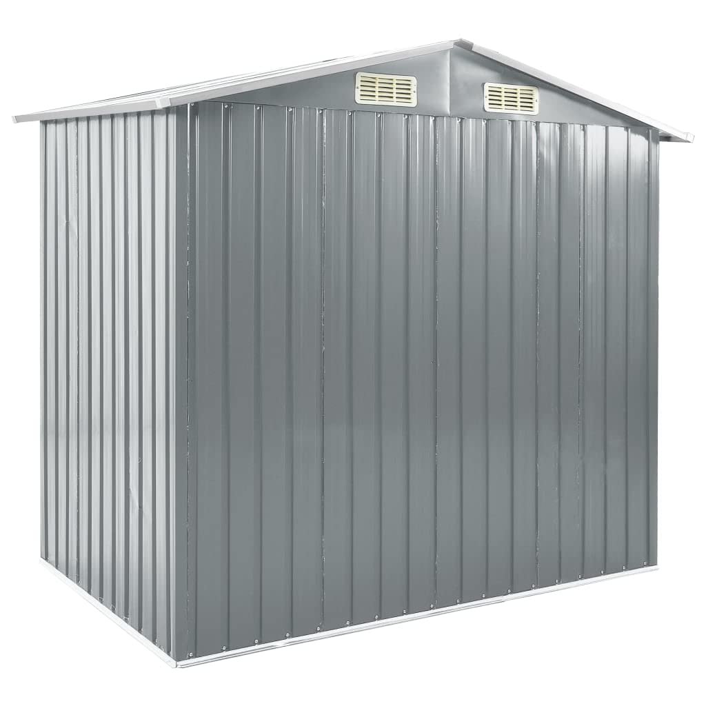 GOLINPEILO Metal Outdoor Garden Storage Shed with Rack, 80.7" x 51.2" x 72" Steel Utility Tool Shed Storage House, Steel Yard Shed, Utility and Tool Storage for Garden, Patio, Outdoor Use, Grey 80.7" x 51.2" x 72" Gray