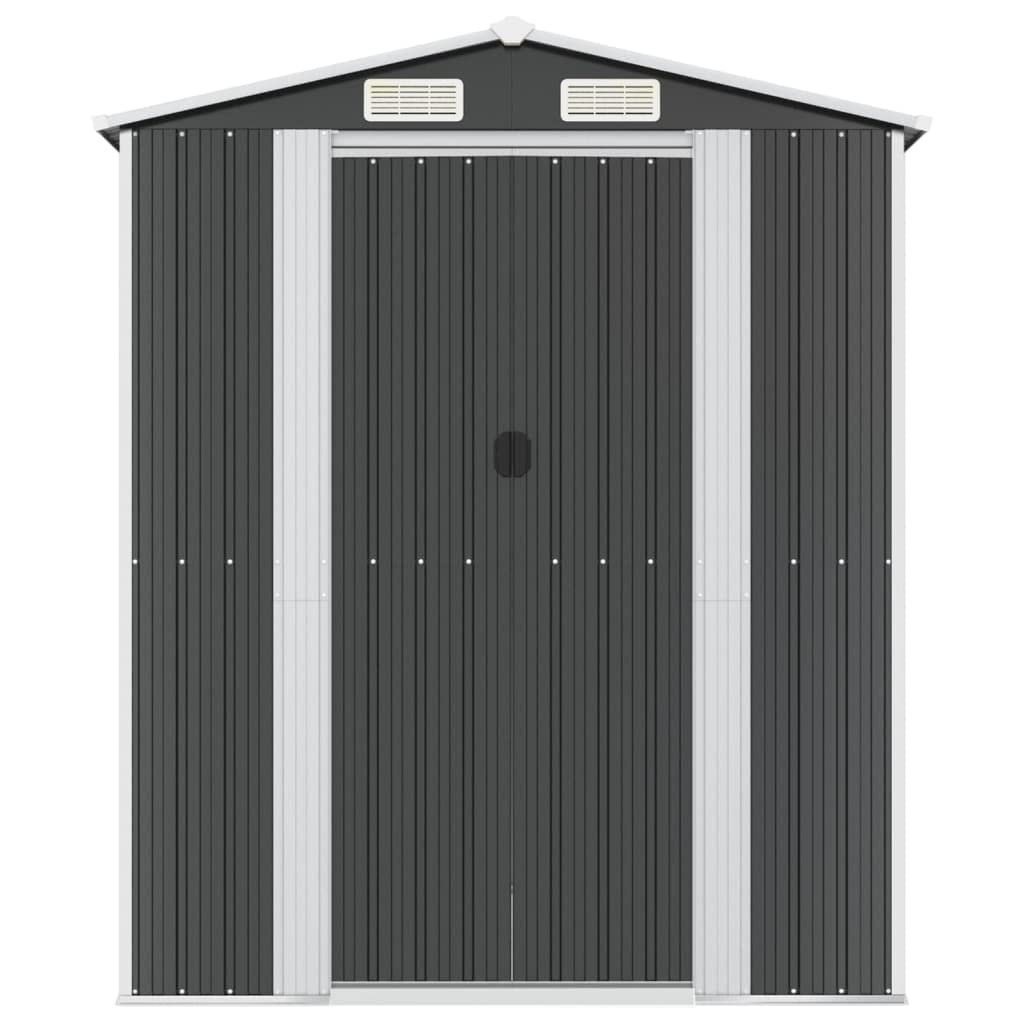 Gecheer Abri de jardin en acier galvanisé, abri de rangement pour outils de jardin avec évent, abri de rangement extérieur pour organiser la maison de rangement avec porte pour jardin, patio, pelouse – Anthracite 75,6" x 107,9" x 87,8" 75,6 x 107,9 x 87,8