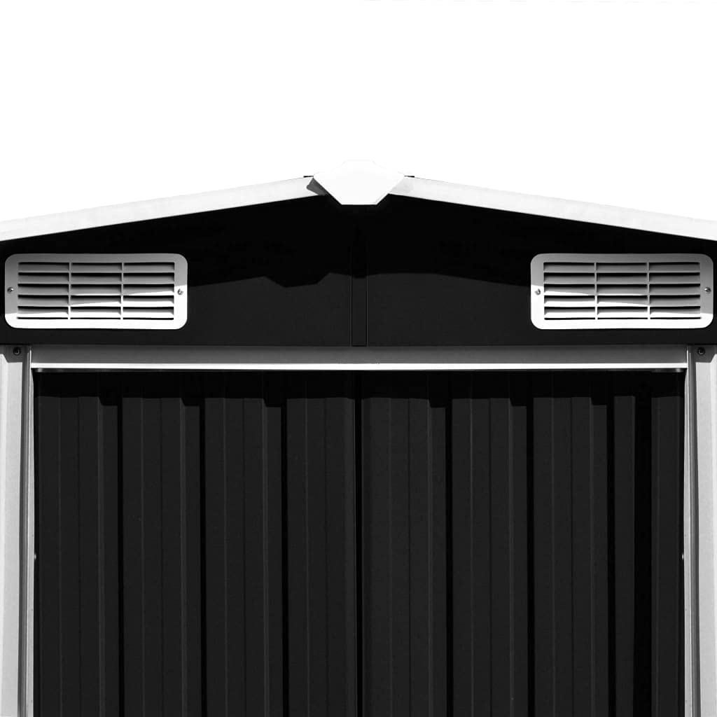vidaXL Outdoor Storage Shed, Garden Shed, Metal Storage Shed, Backyard Shed for Patio Lawn Porch Bicycles Gardening Tools Lawn Mowers, Anthracite 101.2" x 228.3" x 71.3"