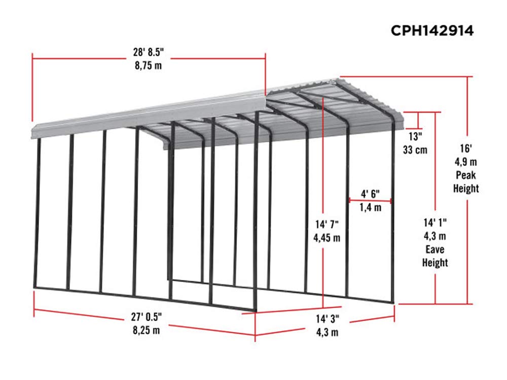 Arrow Carport, 14 ft. x 29 ft. x 14 ft. Eggshell 14' x 29' x 14'
