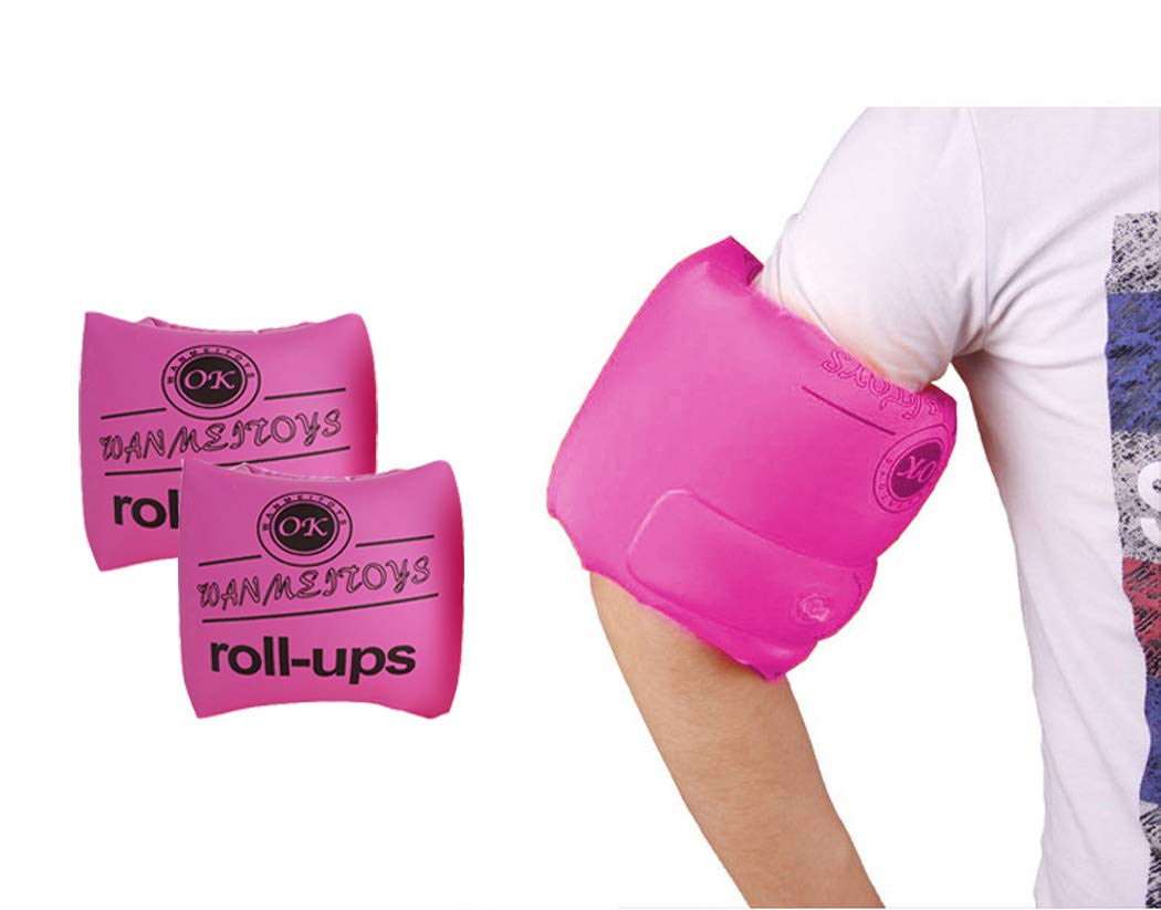 Topsung Floaties Inflatable Swim Arm Bands Rings Floats Tube Armlets for Kids and Adult _2 x Pink