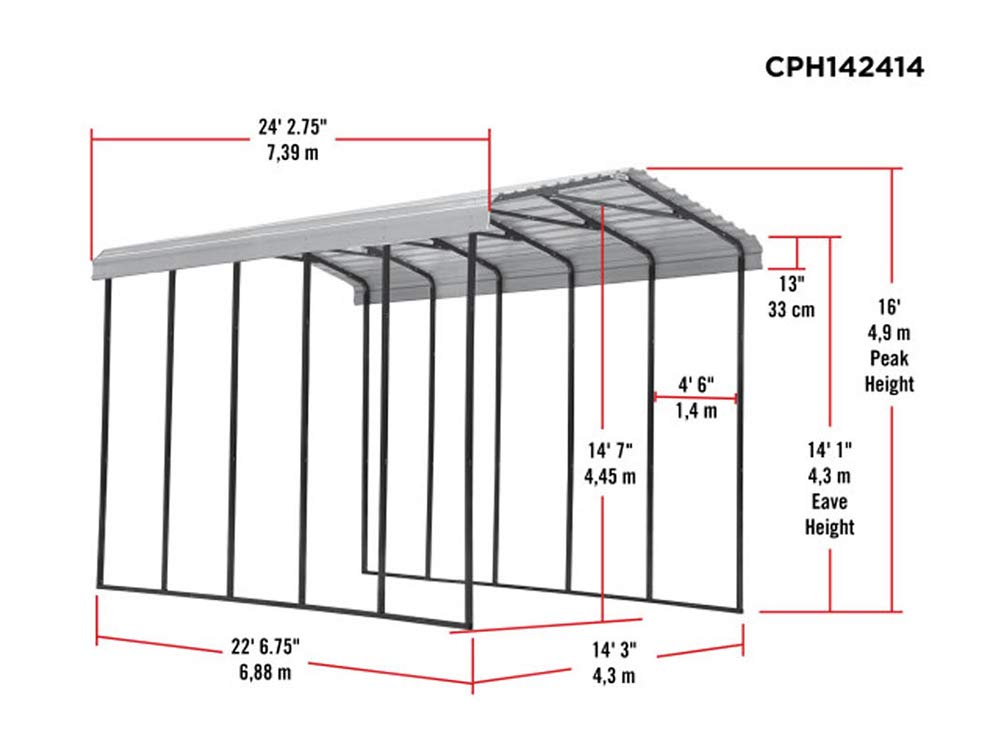 Arrow Carport, 14 ft. x 24 ft. x 14 ft. Eggshell 14' x 24' x 14'