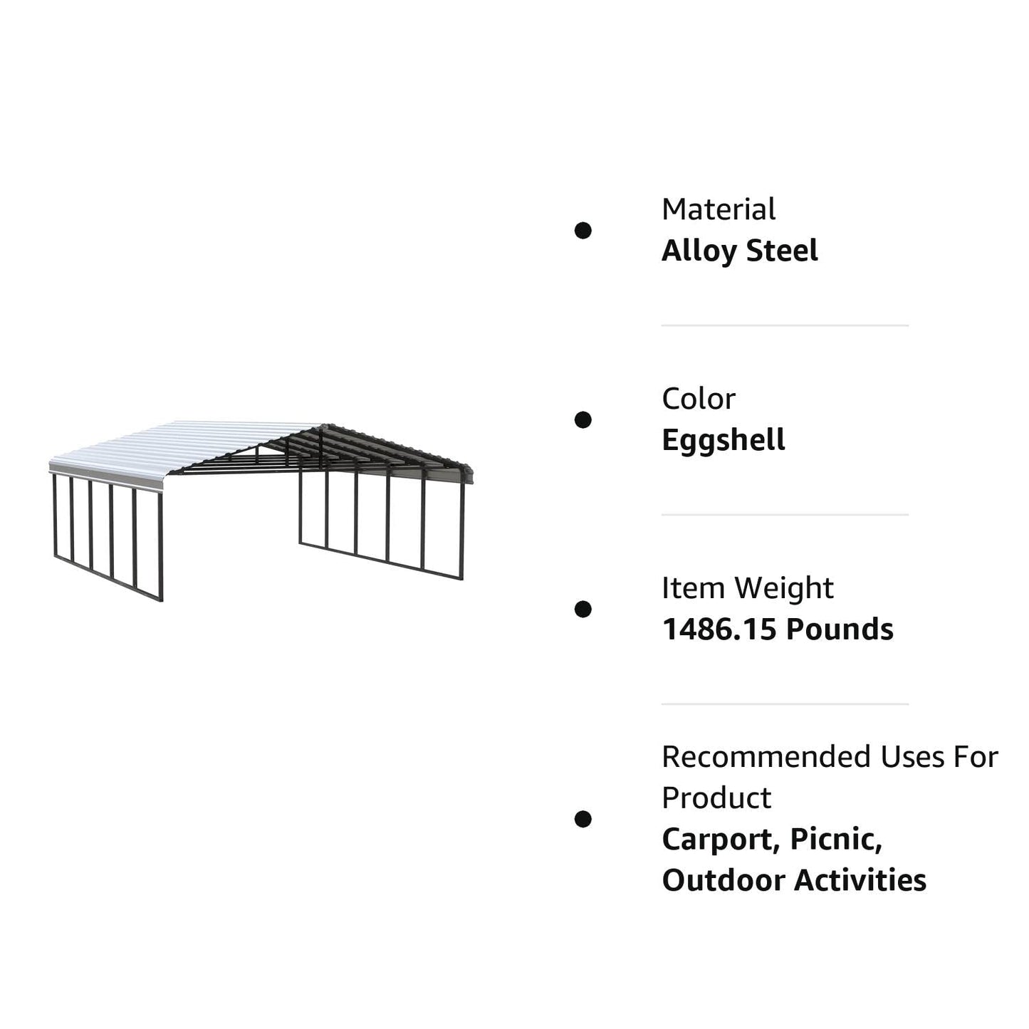 Arrow Carport, 20 ft. x 24 ft. x 9 ft. Eggshell 20' x 24' x 9'