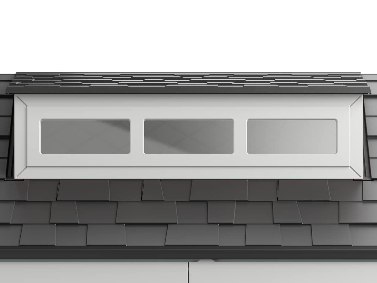 Rubbermaid Abri de rangement extérieur en résine résistant aux intempéries, 7 x 7 pieds, gris simple/onyx, pour jardin/arrière-cour/maison/piscine 7'x7'