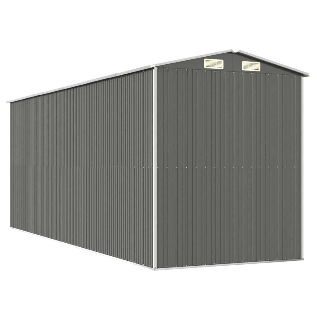 Gecheer Abri de jardin en acier galvanisé, abri de rangement pour outils de jardin avec évent, abri de rangement extérieur pour organiser la maison de rangement avec porte pour jardin, patio, pelouse – Gris clair 190 x 500 x 220 cm, 75,6 x 205,9 x 87,8