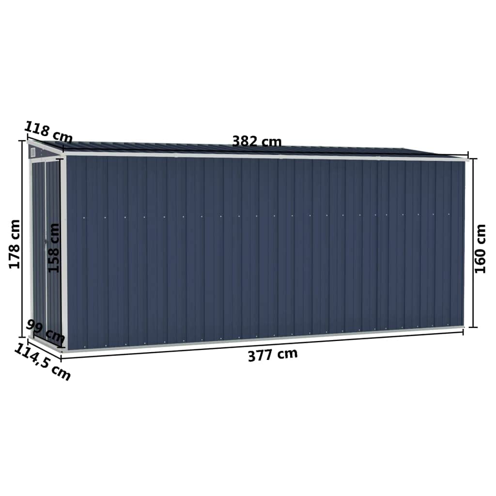 vidaXL Storage Shed, Wall-Mounted Garden Shed with Lockable Double Doors, Outdoor Storage Shed for Backyard Patio Lawn, Anthracite Steel 46.5" x 150.4" x 70.1"