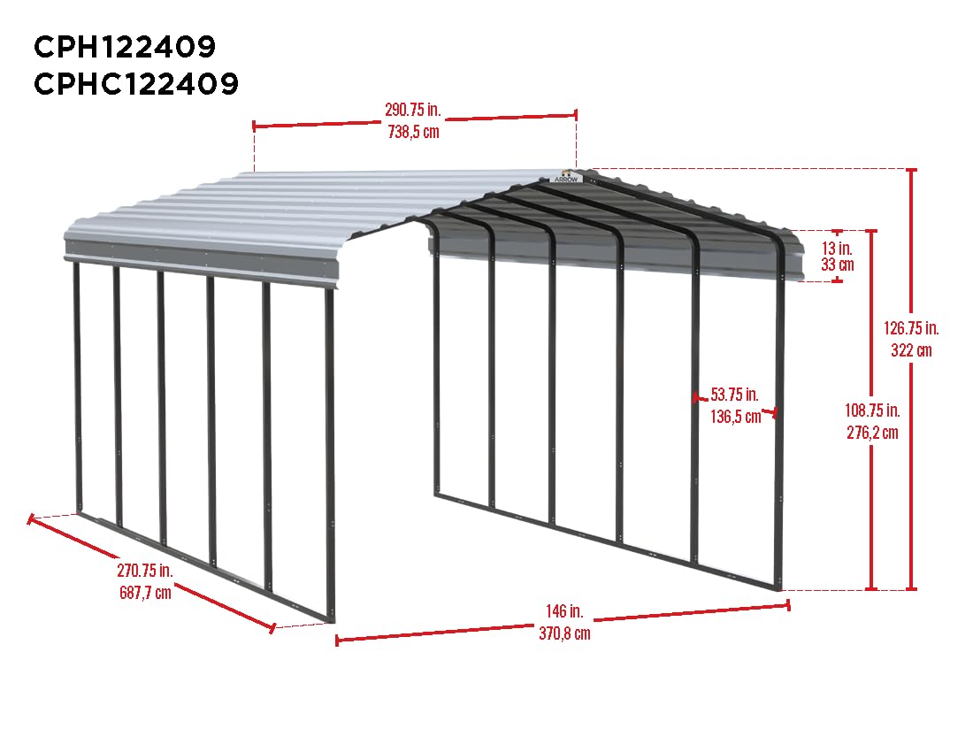 Arrow Carport, 12 ft. x 24 ft. x 9 ft. Eggshell 12' x 24' x 9'