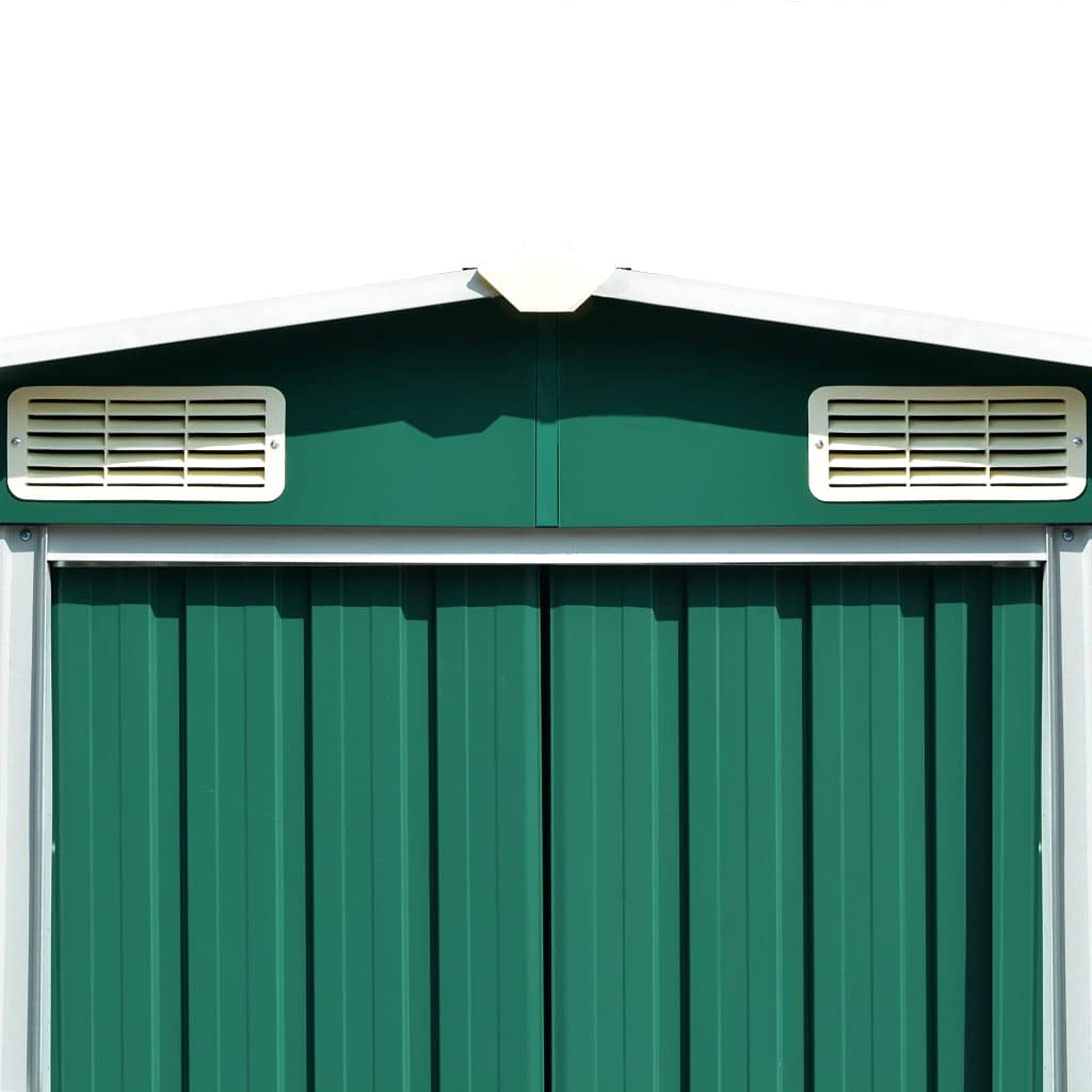 vidaXL Abri de Rangement Extérieur, Abri de Jardin, Abri de Rangement en Métal, Abri d'Arrière-Cour pour Patio Pelouse Porche Vélos Outils de Jardinage Tondeuses à Gazon, Vert 101,2" x 228,3" x 71,3"