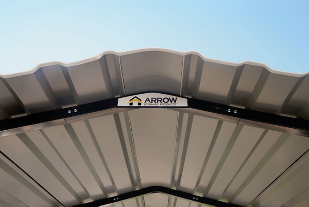 Arrow Shed 10' x 24' x 7' Carport Car Canopy with Galvanized Steel Horizontal Roof, Garage Shelter for Cars and Boats, Eggshell Carport Only 10' x 24' x 7'