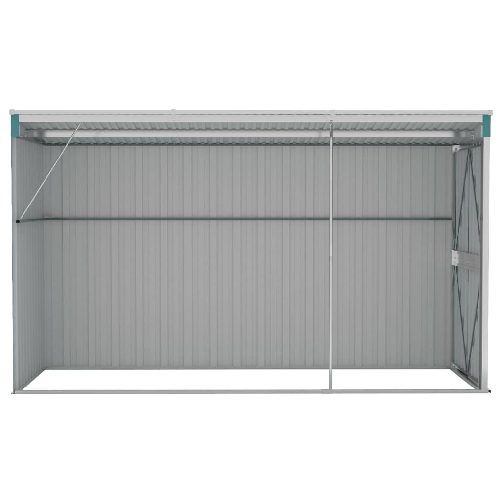 vidaXL Abri de rangement, abri de jardin mural avec portes doubles verrouillables, abri de rangement extérieur pour pelouse de patio, acier galvanisé vert 46,5" x 113,4" x 70,1"