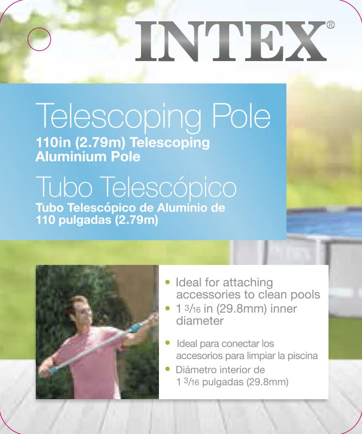 INTEX 29055E 110in Telescoping Aluminum Pole For Above Ground Pool Maintenance 110-Inch (2.79m) Shaft Only
