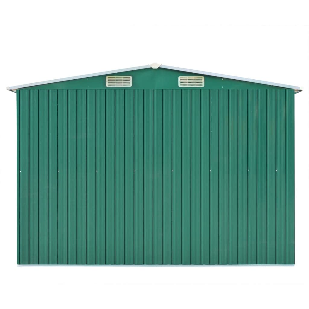 vidaXL Abri de Rangement Extérieur, Abri de Jardin, Abri de Rangement en Métal, Abri d'Arrière-Cour pour Patio Pelouse Porche Vélos Outils de Jardinage Tondeuses à Gazon, Vert 101,2" x 228,3" x 71,3"