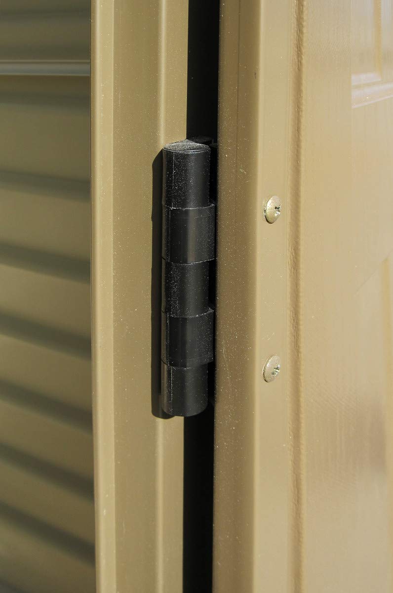 Duramax 0638801402145 Woodbridge Plus Abri de jardin en plastique 10,5 x 8 avec kit de fondation et fenêtre fixe - ivoire et marron - Garantie 15 ans, 10 x 8, marron et ivoire