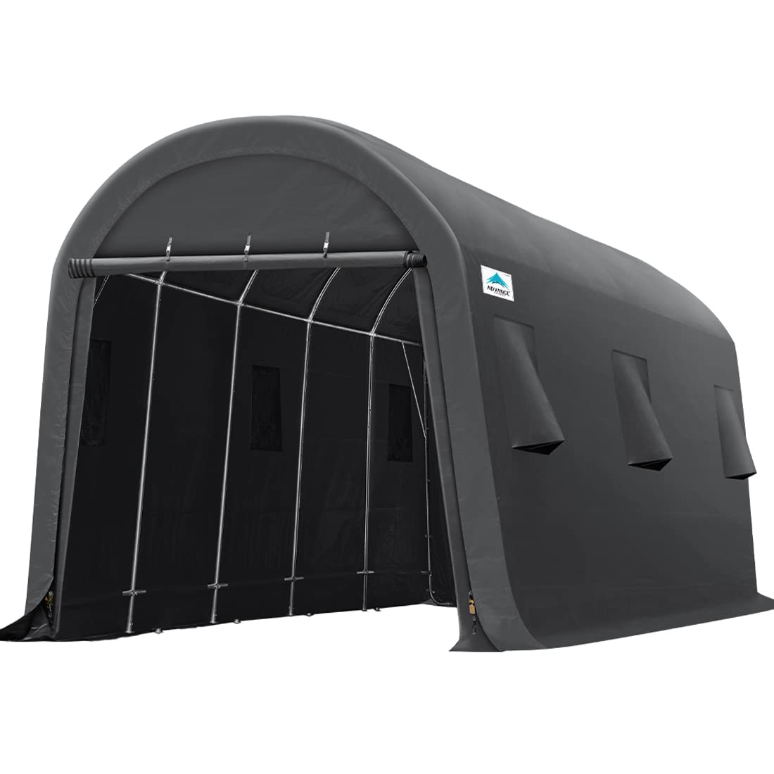 ADVANCE OUTDOOR Abri de voiture grand espace de 4,3 x 6,1 m, 2 portes et aérations enroulables, abri de rangement portable extérieur, tente de garage pour véhicule, bateau, camion, anti-UV, résistant à la neige, imperméable, gris foncé, 13' x 20'