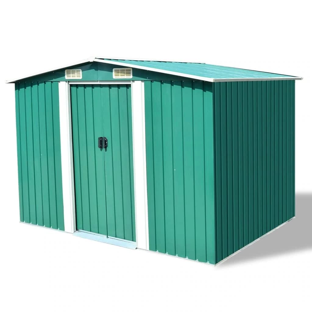 vidaXL Garden Storage Unit Metal Shed Patio Outdoor Bike BoxTools Store Green