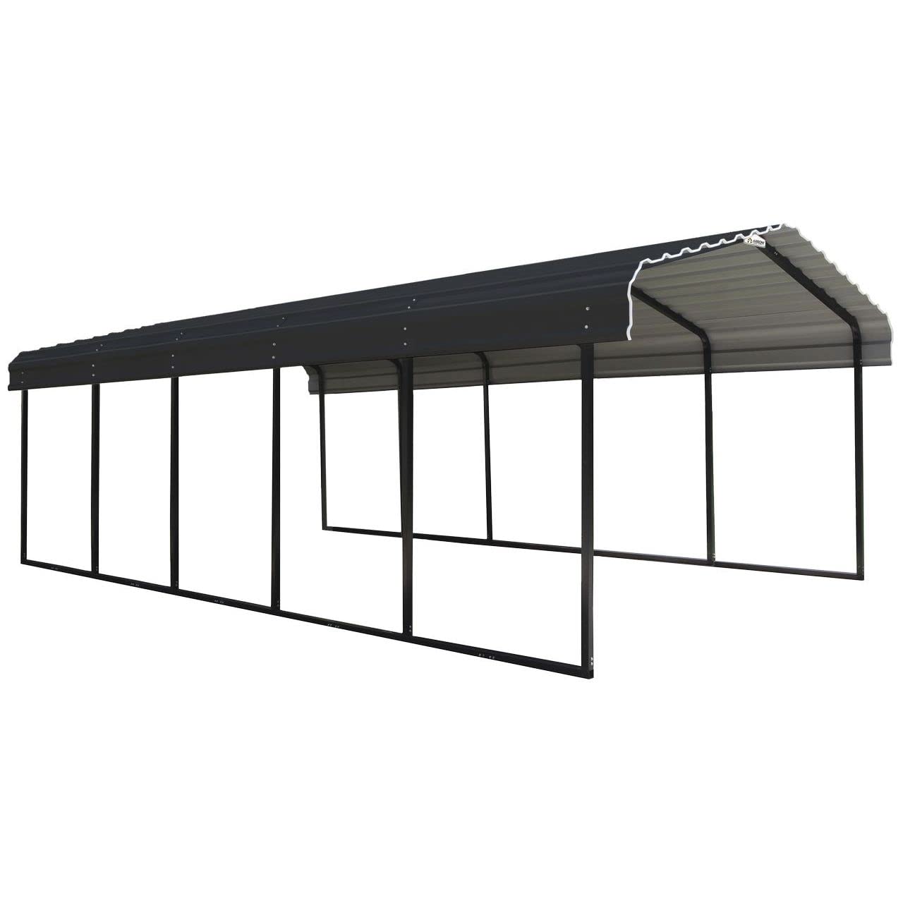 Steel Carport 12 ft. x 24 ft. x 7 ft. Galvanized Black/Charcoal