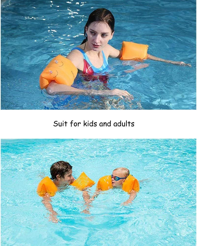 Inflatable Arm Swimming Floats Bands, Floatation Water Wings, Swimming Arm Ring Floatie for Children and Adults Blue & Blue