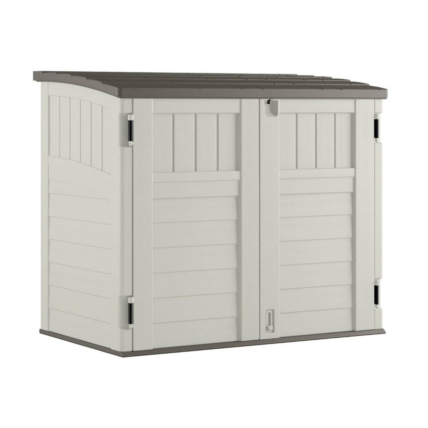 Suncast BMS2500 53 x 31,5 x 45,5 horizontal 34 pieds cubes abri de rangement extérieur en résine avec sol pour jardin, garage ou patio en ivoire (paquet de 2)