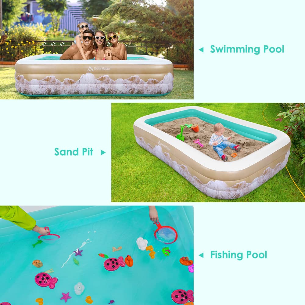 Brace Master Inflatable Swimming Pool, Full-Sized, Ages 3+, Outdoor, 120" x 72" x 22", Green