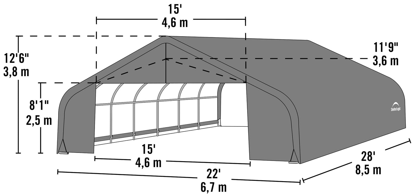 ShelterLogic 82243 Gris 22'x28'x12' Abri style pic 22'x28'x12' Gris