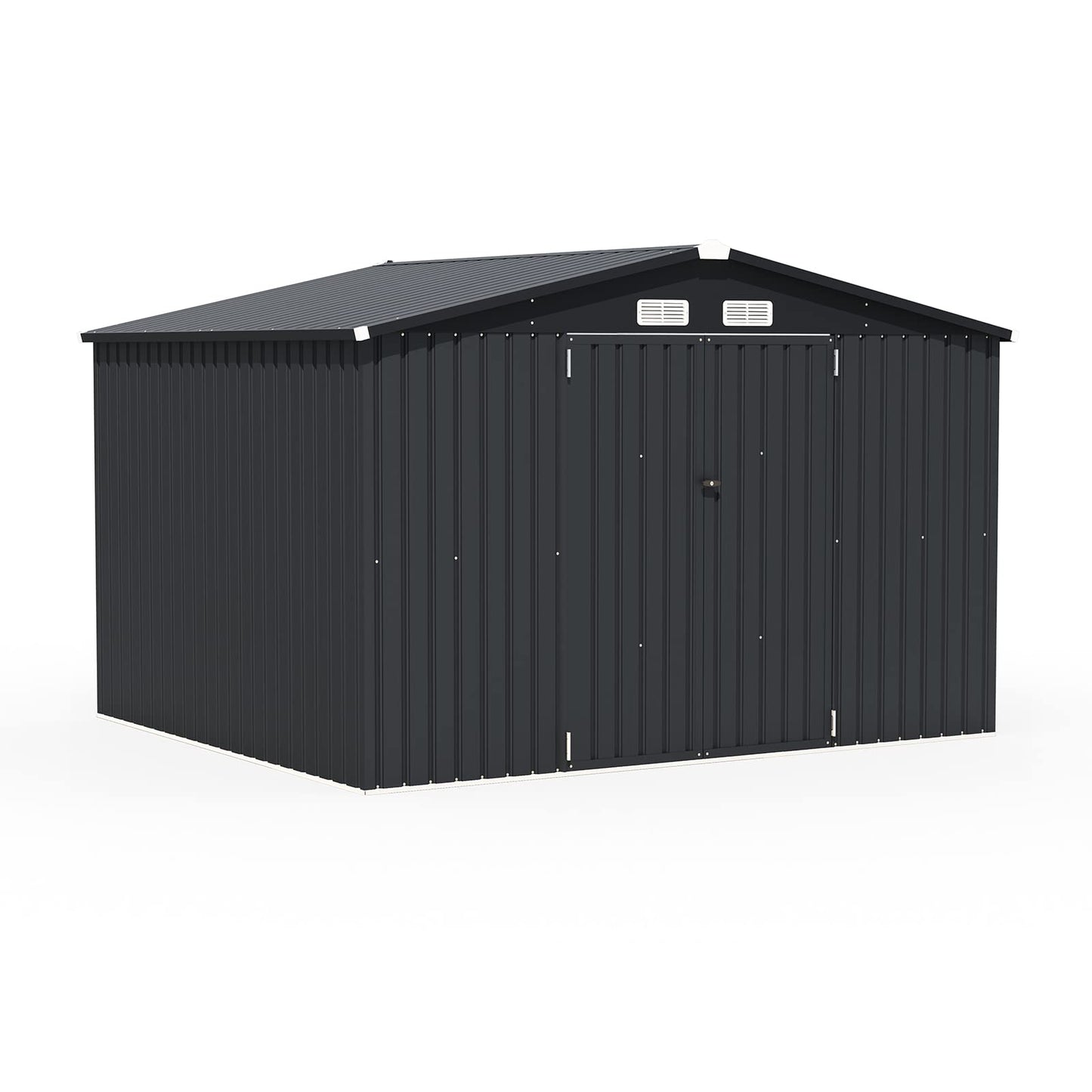 OC Orange-Casual 10 x 8 FT Outdoor Storage Shed, Metal Garden Tool Shed, Outside Sheds & Outdoor Storage Galvanized Steel w/Lockable Door for Backyard, Patio, Lawn, Black 10' x 8'