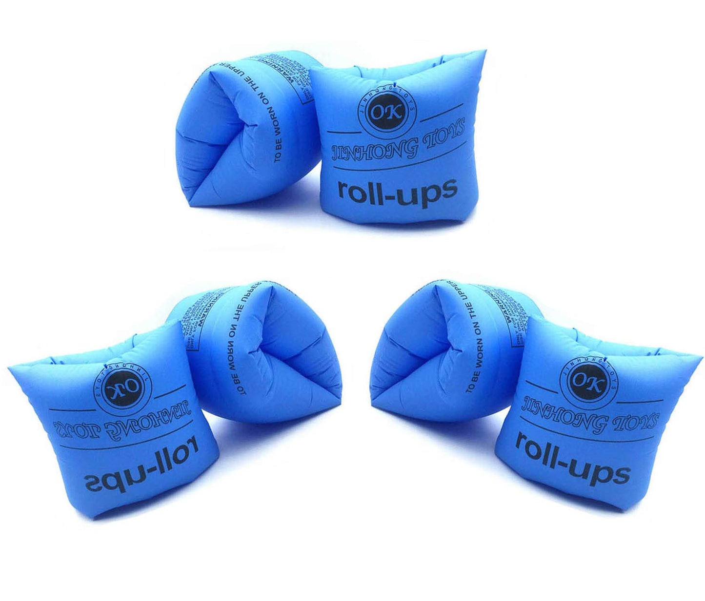 Topsung Floaties Inflatable Swim Arm Bands Rings Floats Tube Armlets for Kids and Adult _3 x Blue