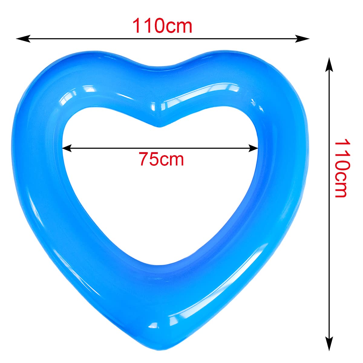 SUNSHINE-MALL Inflatable Swim Rings, Heart Shaped Swimming Pool Float Loungers Tube, Water Fun Beach Party Toys for Kids, Adults Blue,Gold