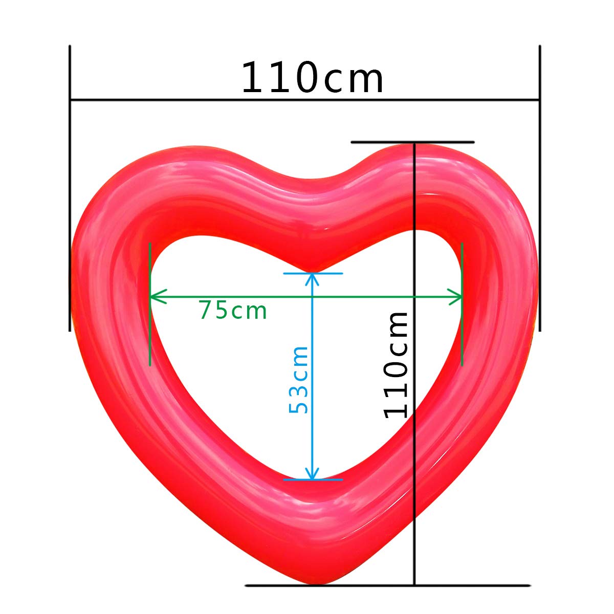 SUNSHINE-MALL Inflatable Swim Rings, Heart Shaped Swimming Pool Float Loungers Tube, Water Fun Beach Party Toys for Kids, Adults Gold,Red