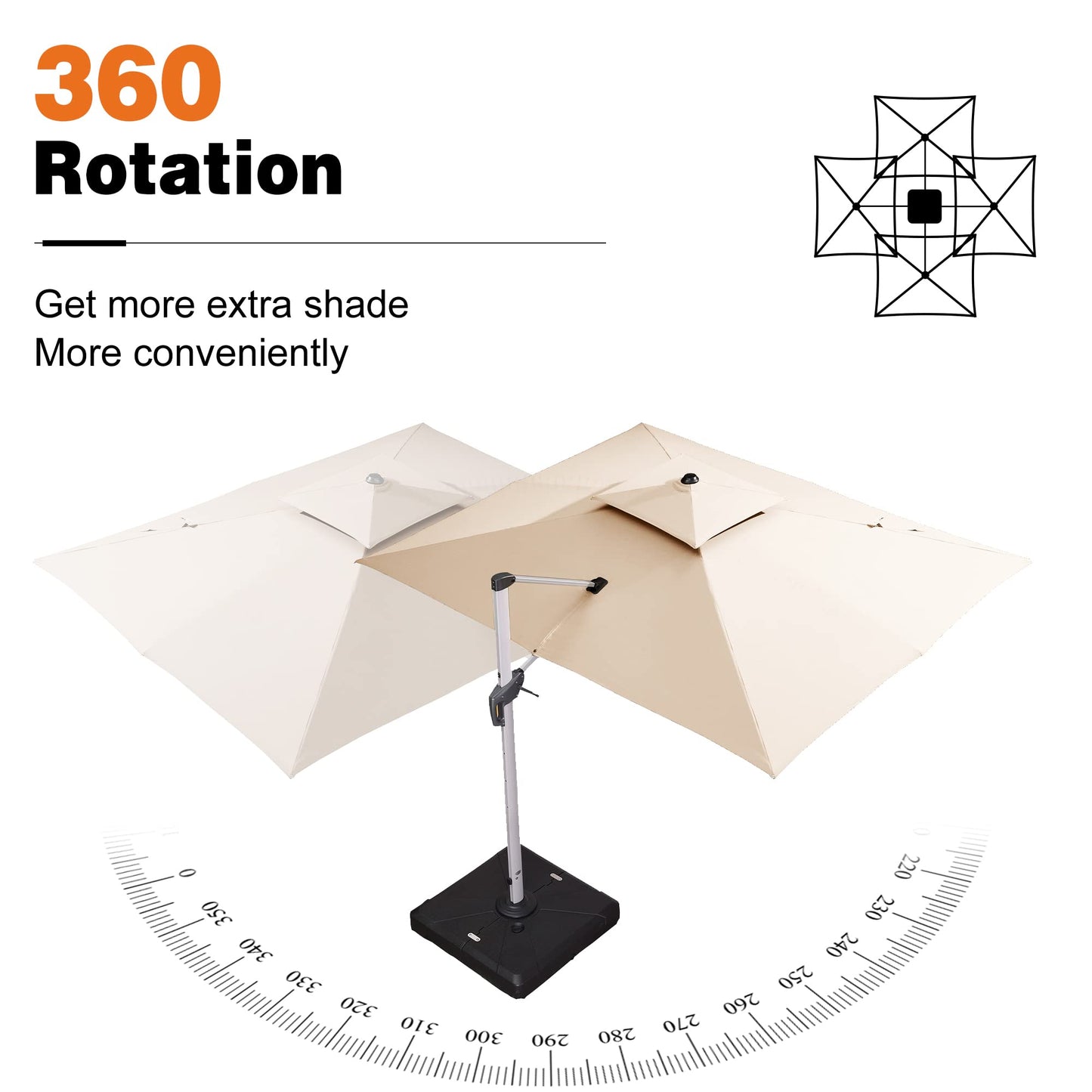 Patio Umbrella Outdoor Rectangle 9' X 11' Beige