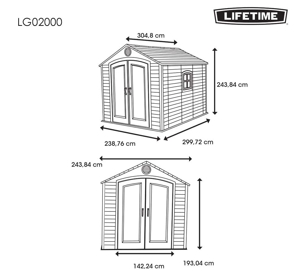 Lifetime 6405 Outdoor Storage Shed with Window, Skylights, and Shelving, 8 by 10 Feet