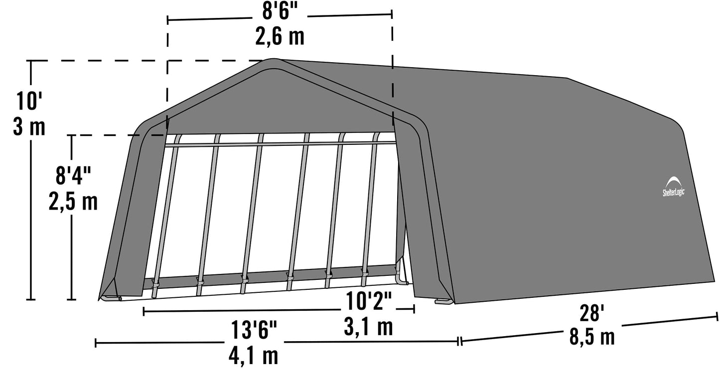 ShelterLogic 90243 Grey 12'x28'x10' Peak Style Shelter 12'x28'x10' Gray