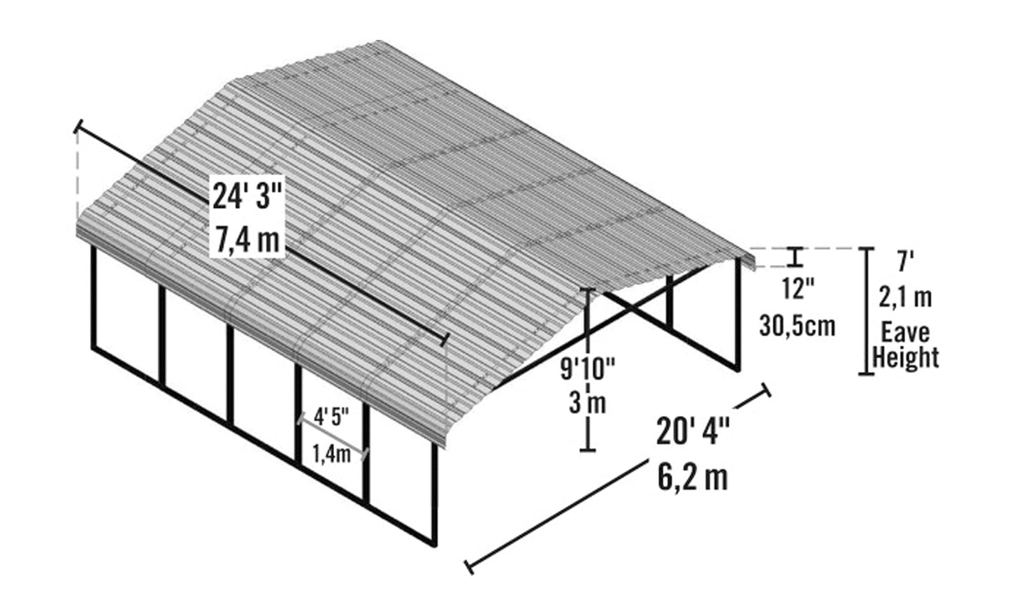 Arrow Carport, 20 ft. x 24 ft. x 7 ft. Eggshell 20' x 24' x 7'