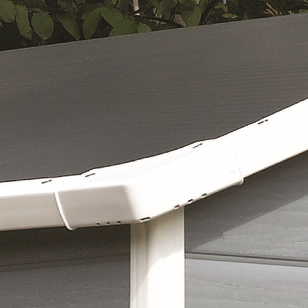 Keter Manor Kit d'abri de rangement extérieur en résine 6 x 8 - Parfait pour ranger les meubles de terrasse, les outils de jardin, les accessoires de vélo, les chaises de plage et la tondeuse à gazon, gris et blanc