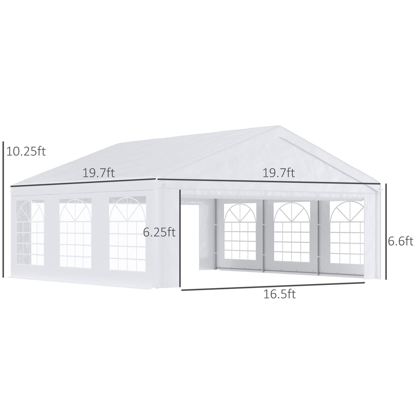 Outsunny 20' x 20' Heavy Duty Party Tent & Carport with Removable Sidewalls and 2 Doors, Outdoor Canopy Tent Sun Shade Shelter, for Parties, Wedding, Events, BBQ Grill, White 20' x 20'