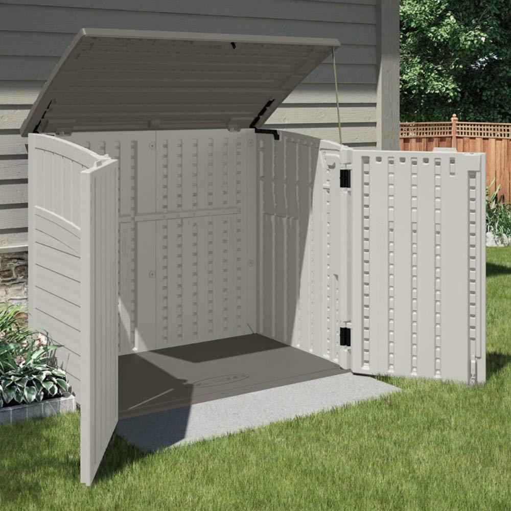 Suncast 34 Cubic Feet Horizontal Backyard Storage Stow Away Shed, Ivory (4 Pack) 4 Pack