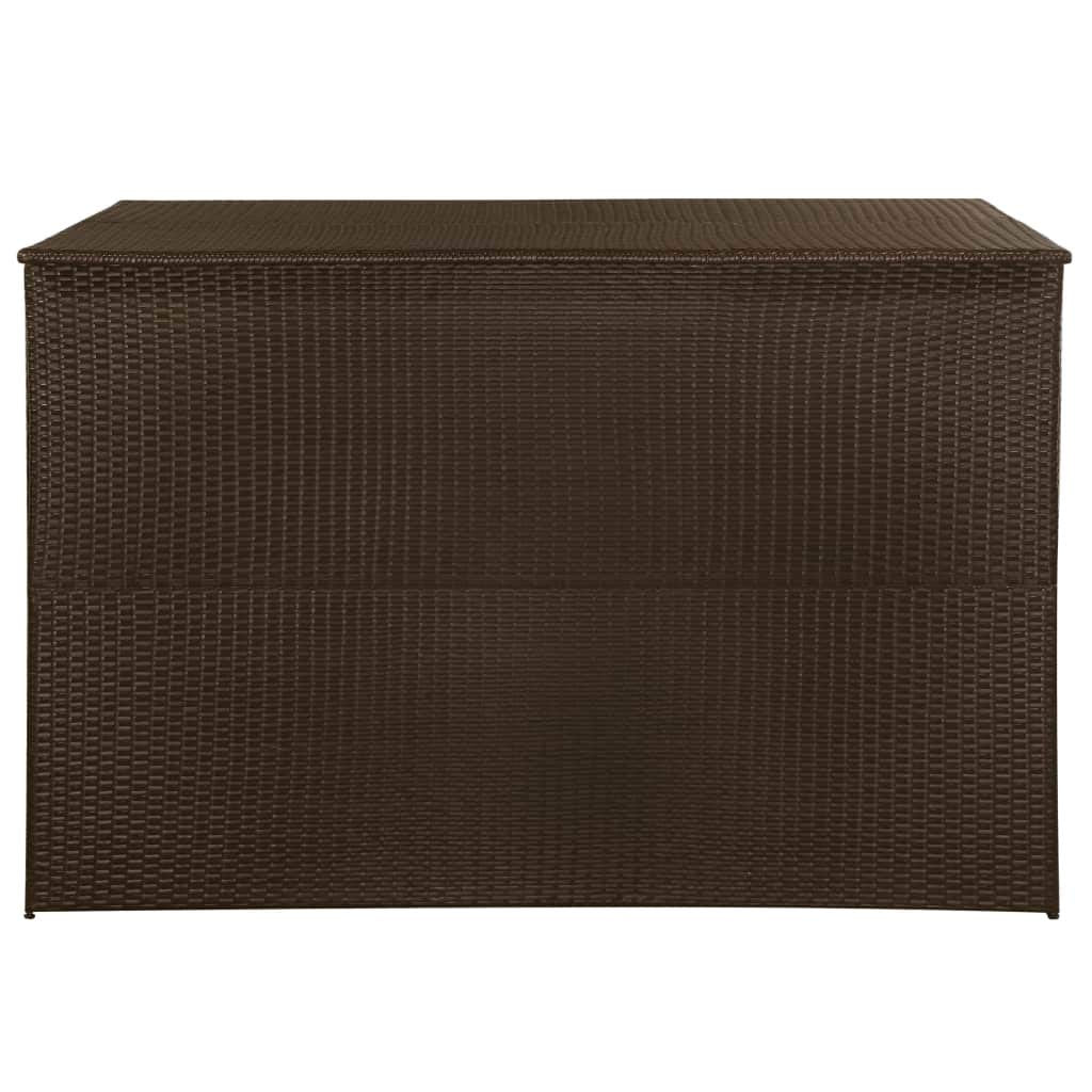 EstaHome Garden Storage Box 295 Gallon | Rattan Garden Chest | Outdoor Deck Storage Container Box | Patio Cushion Box for Pillows, Garden Tools and Pool Toys | Brown Poly Rattan 59" x 39.4" x 39.4"
