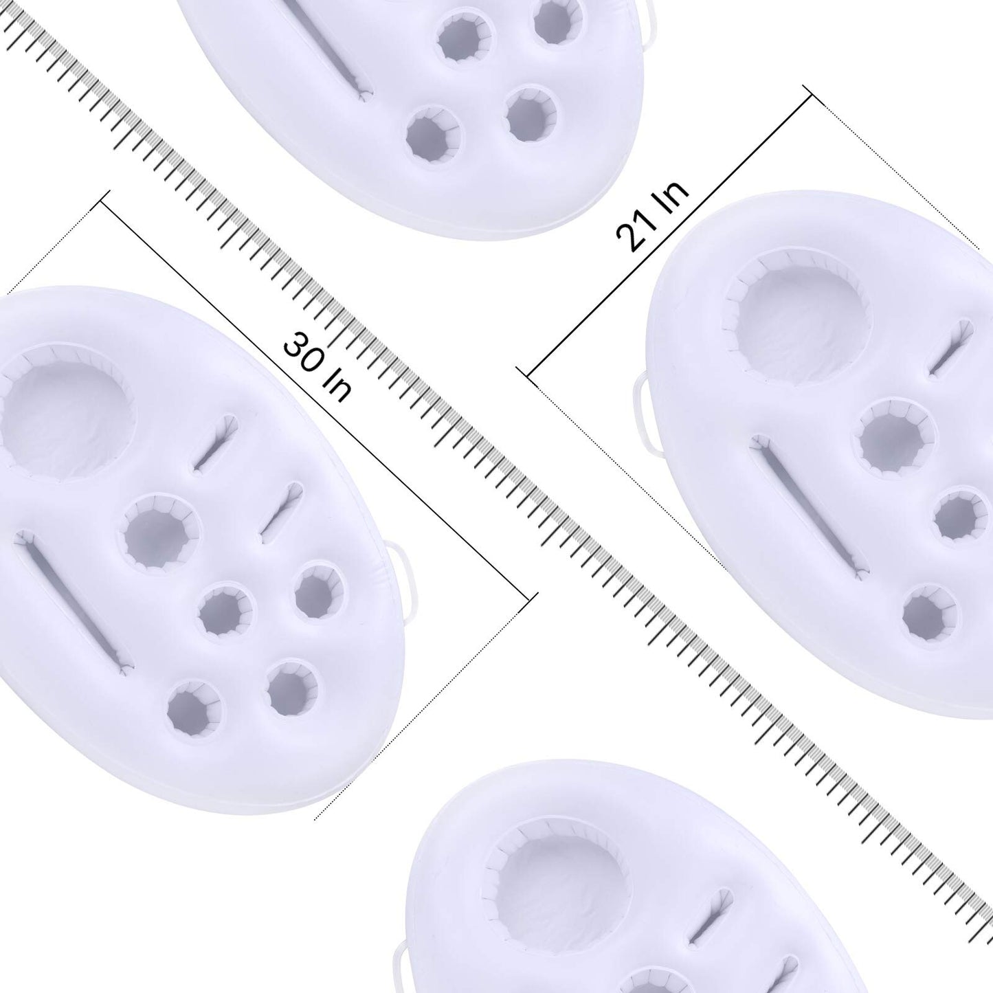 FEEBRIA Inflatable Floating Drink Holder with 9 Holes Large Capacity Drink Float for Pools & Hot Tub (White) White