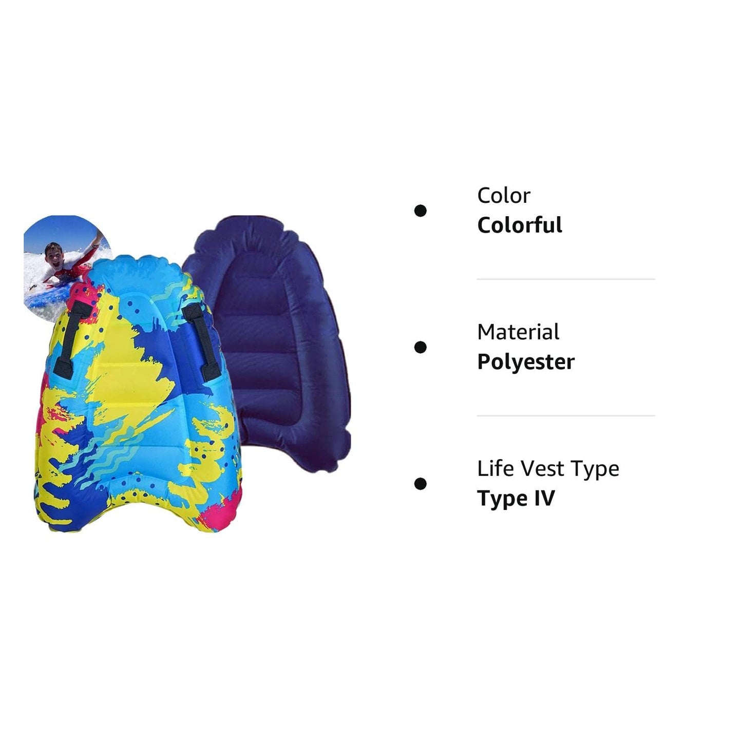 Inflatable Body Surfing Float Board Surf Rider for Slip and Slides Pool Water Game Portable Dual Buggie Board Wave Bodyboard Water Beach Fun Toy Double-Color Design for Kids and Adult 3020Inch Colorful