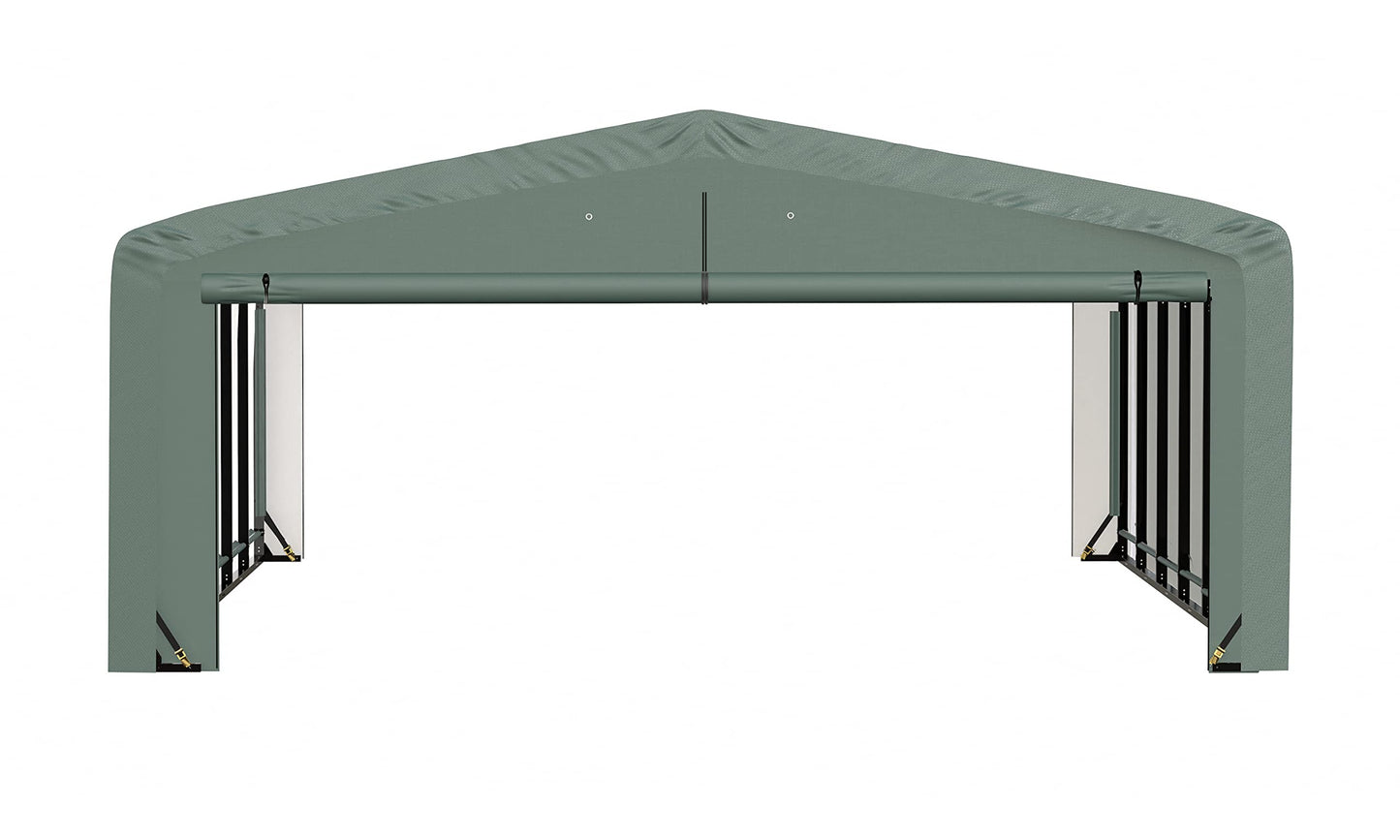 ShelterLogic ShelterTube Abri de garage et de stockage, 20' x 27' x 10', cadre en acier robuste, boîtier résistant au vent et à la neige, vert 20' x 27' x 10'