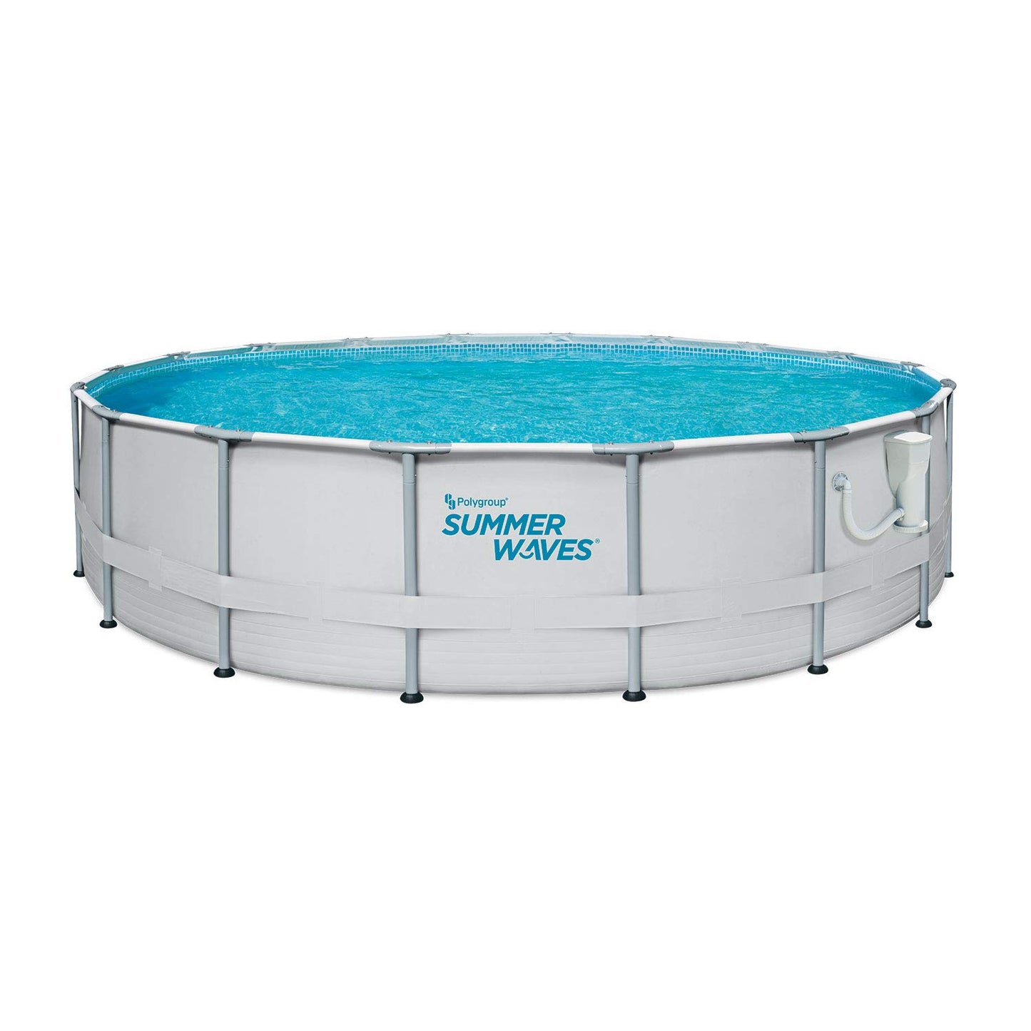 Summer Waves Elite 18ft x 48in Metal Frame Outdoor Backyard Above Ground Pool Set with Filter Pump, Ladder, Ground Cloth, Cover, and Maintenance Kit Grey (W/ Ladder)