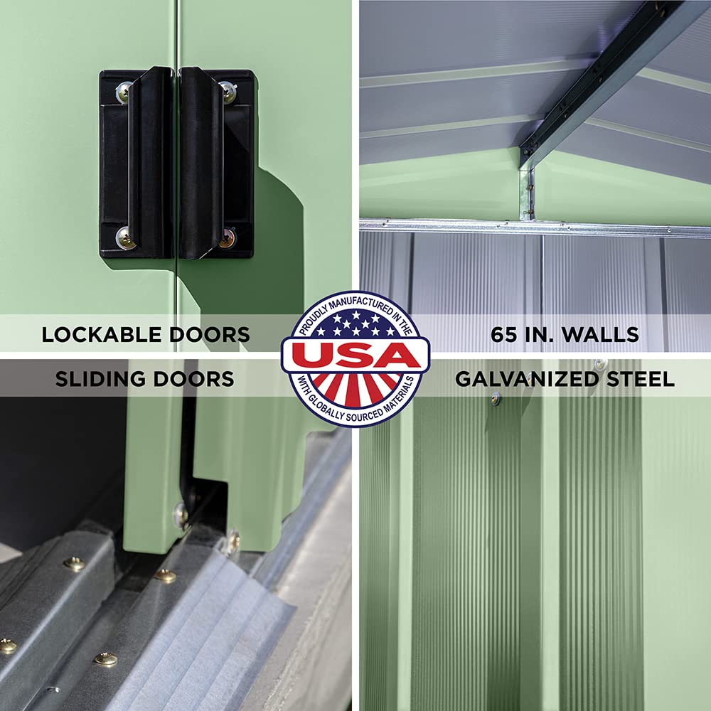 Arrow Shed Classic 10' x 14' Outdoor Padlockable Steel Storage Shed Building Sage Green 10' x 14'