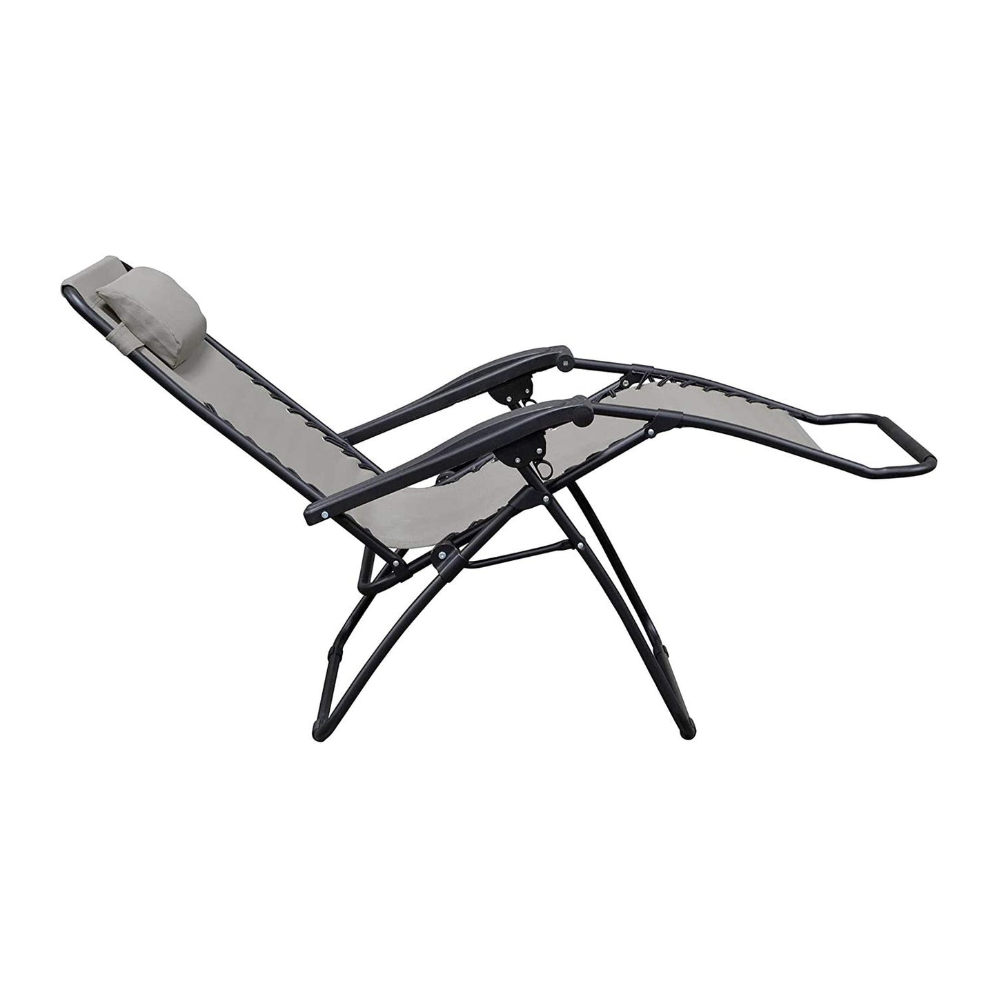 Caravan Sports Zero Gravity Outdoor Portable Folding Camping Lawn Deck Patio Pool Recliner Lounge Chair for Adults, Adjustable Headrest, Gray Grey