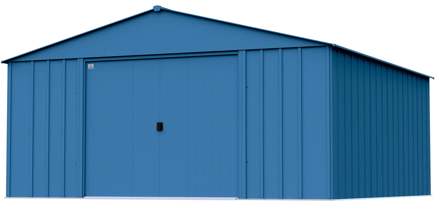 Arrow Sheds Classic 14' x 14' Outdoor Padlockable Steel Storage Shed Building, Blue Grey