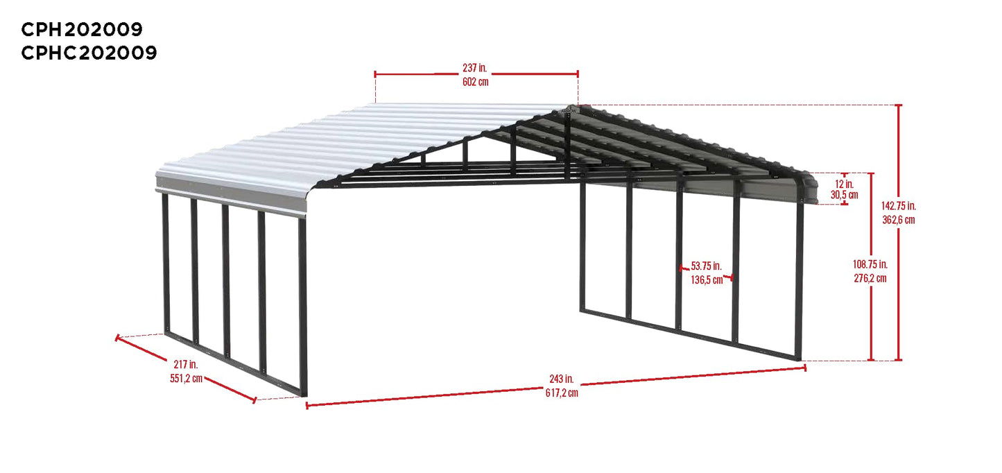 Arrow Carport, 20 ft. x 20 ft. x 9 ft. Eggshell 20' x 20' x 9'