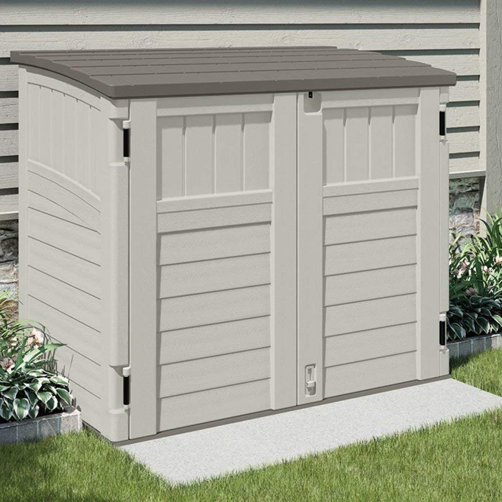 Suncast 34 Cubic Feet Horizontal Backyard Storage Stow Away Shed, Ivory (4 Pack) 4 Pack